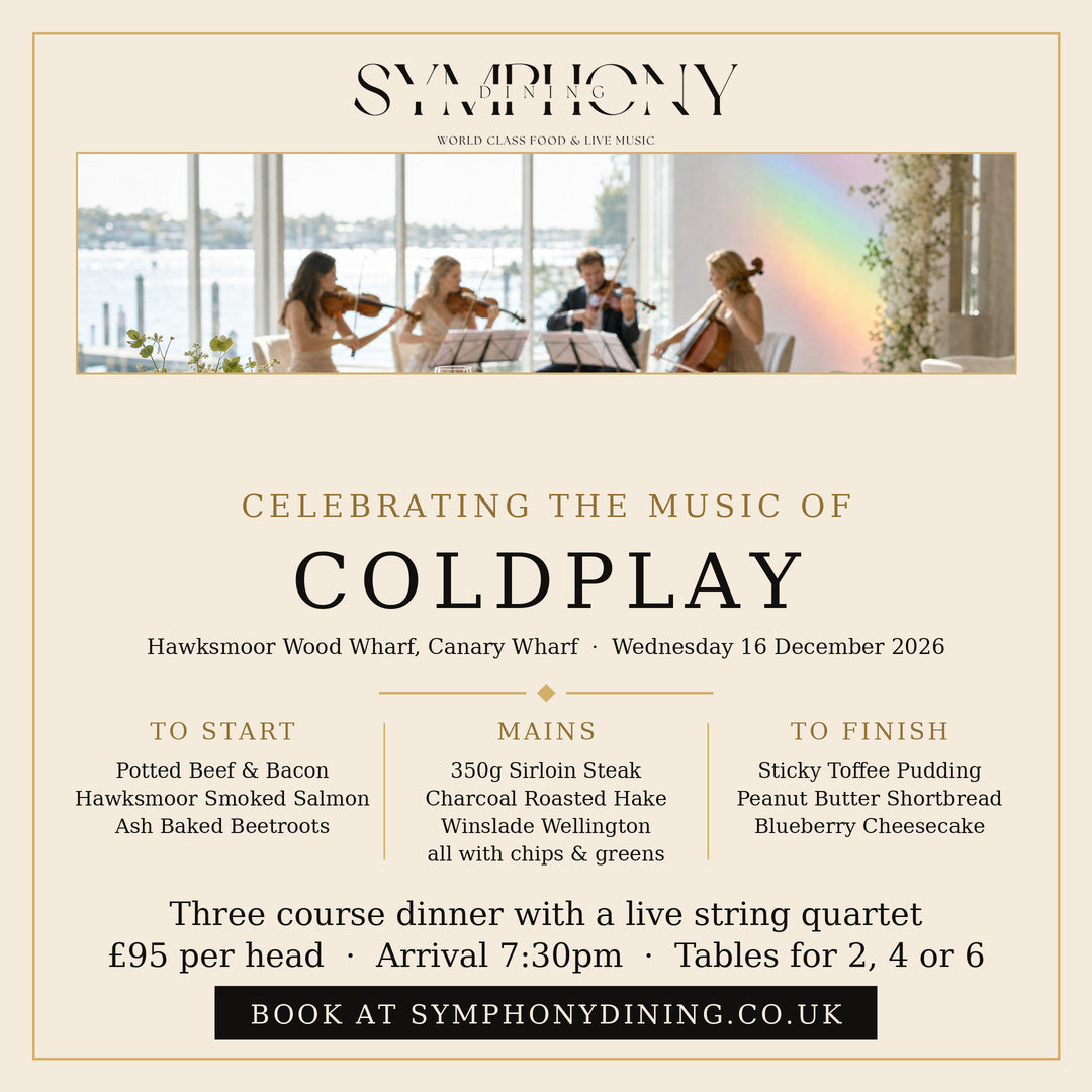 Event detail and menu for Symphony Dining at Hawksmoor Wood Wharf, Canary Wharf